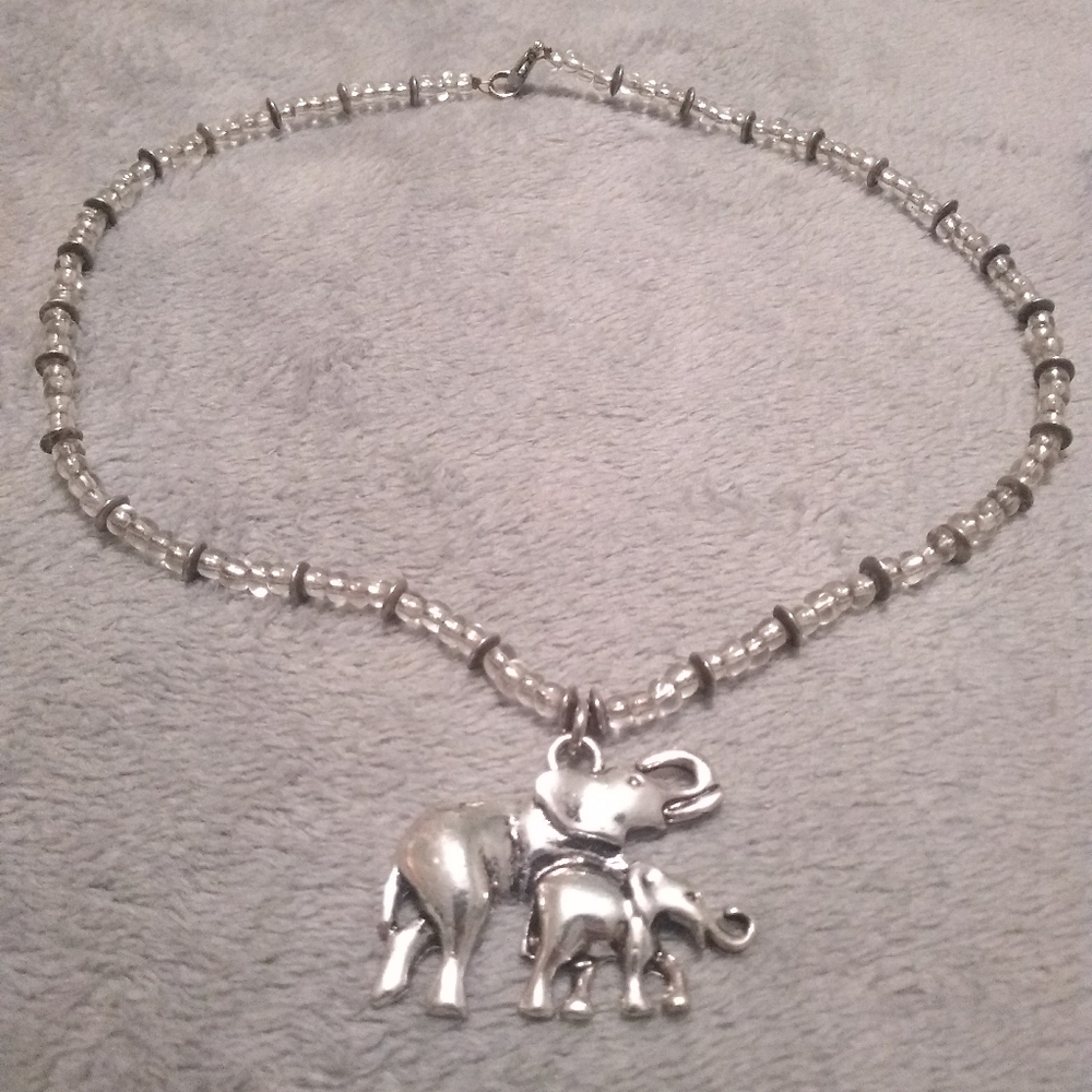 Handmade elephant charm necklace